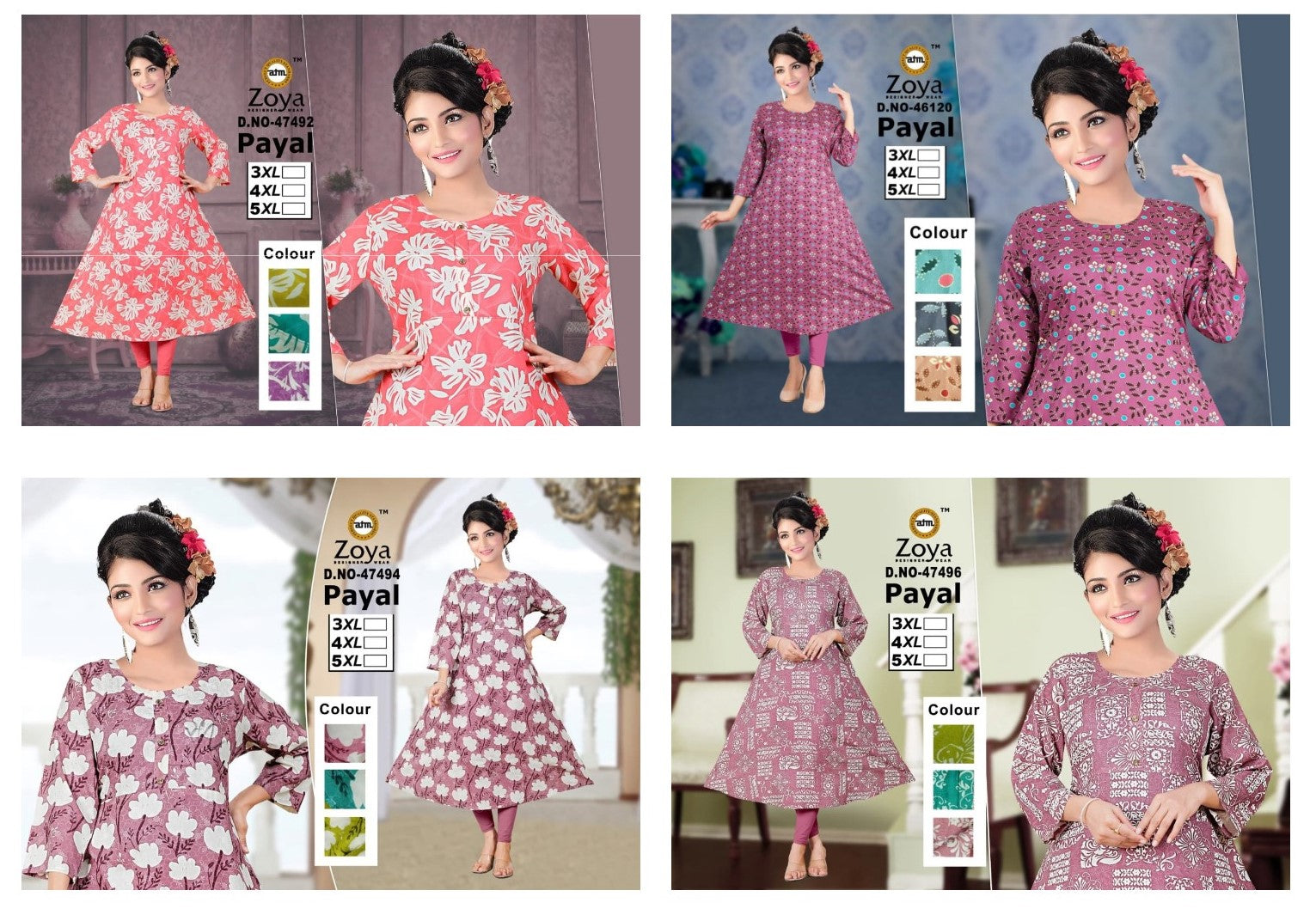 Payal Zoya Rayon Plus Size Kurtis Exporter Gujarat