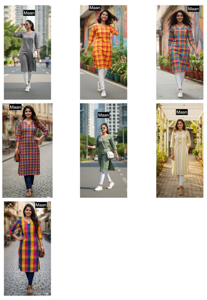 Pc Charu Vol 1 Maan Cotton Straight Cut Kurtis Exporter Ahmedabad