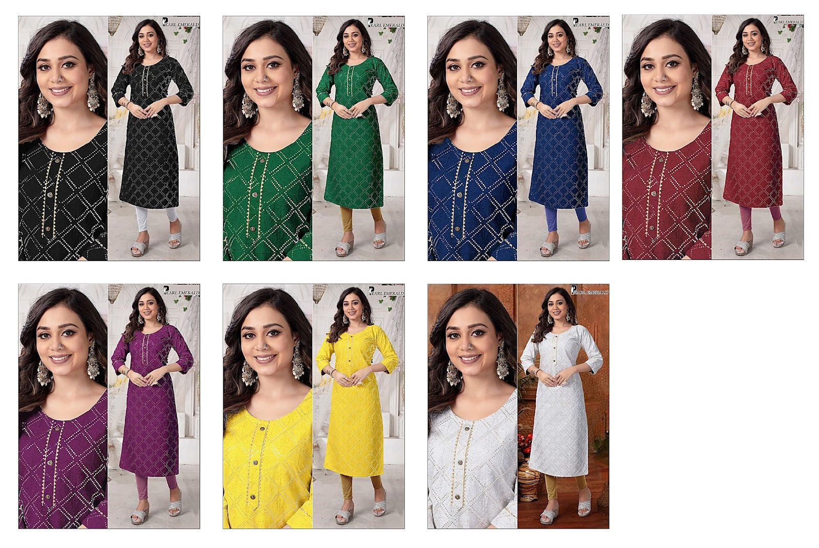 Pearl Emerald Premnath Rayon Straight Cut Kurtis