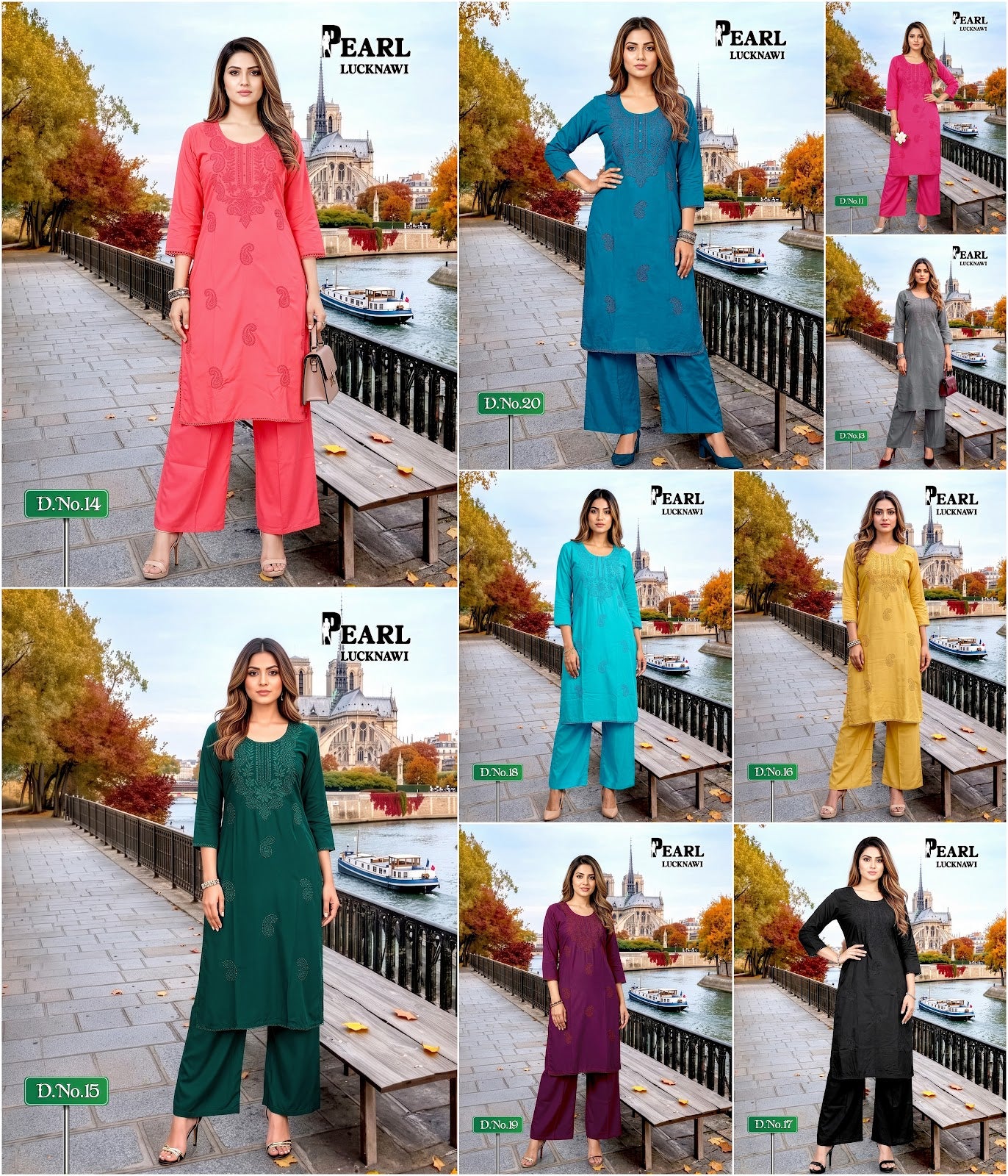 Pearl Lucknawi Prmnt Rayon Cotton Kurti Plazzo Set Manufacturer India