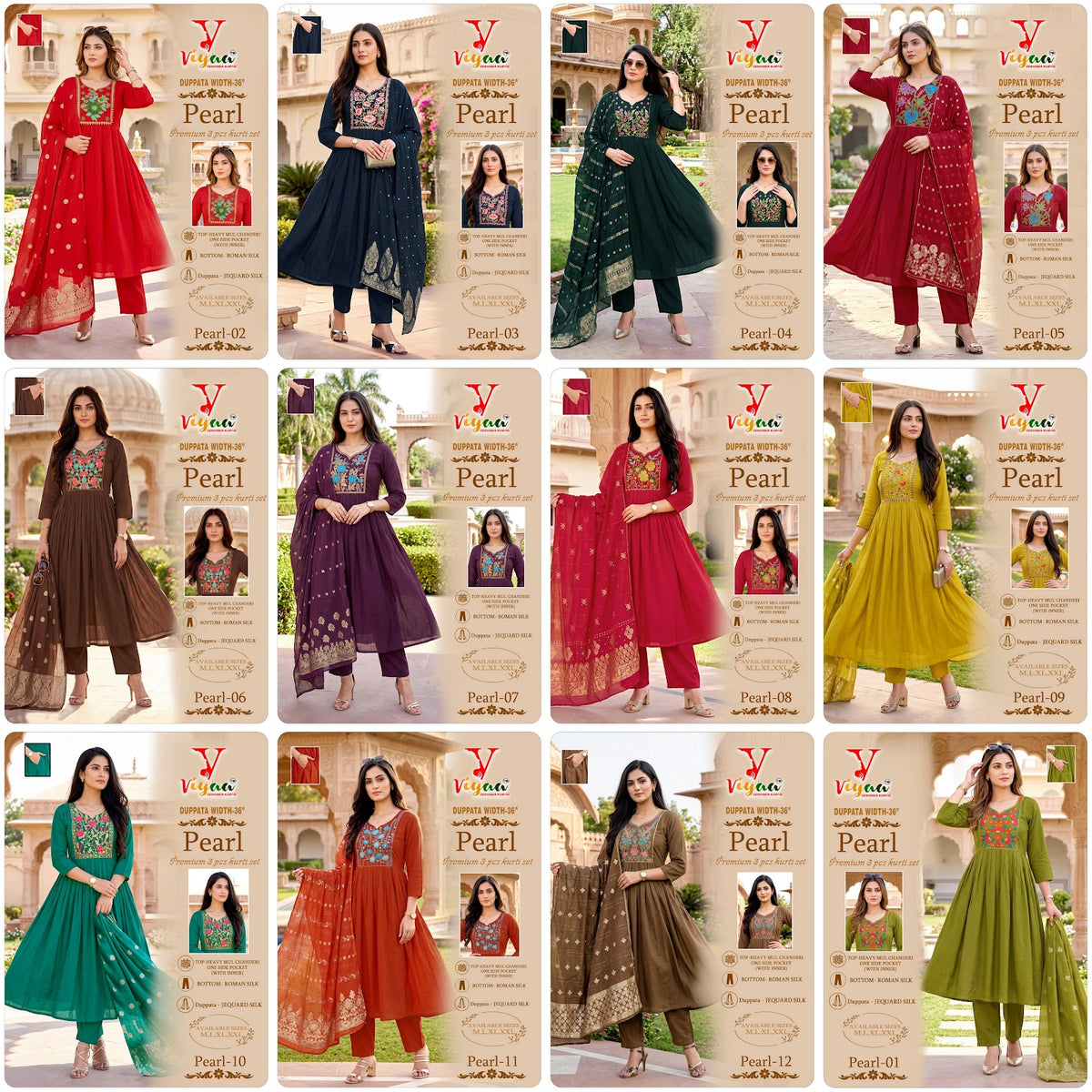 Pearl Viyaa Chanderi Readymade Anarkali Suits Supplier India