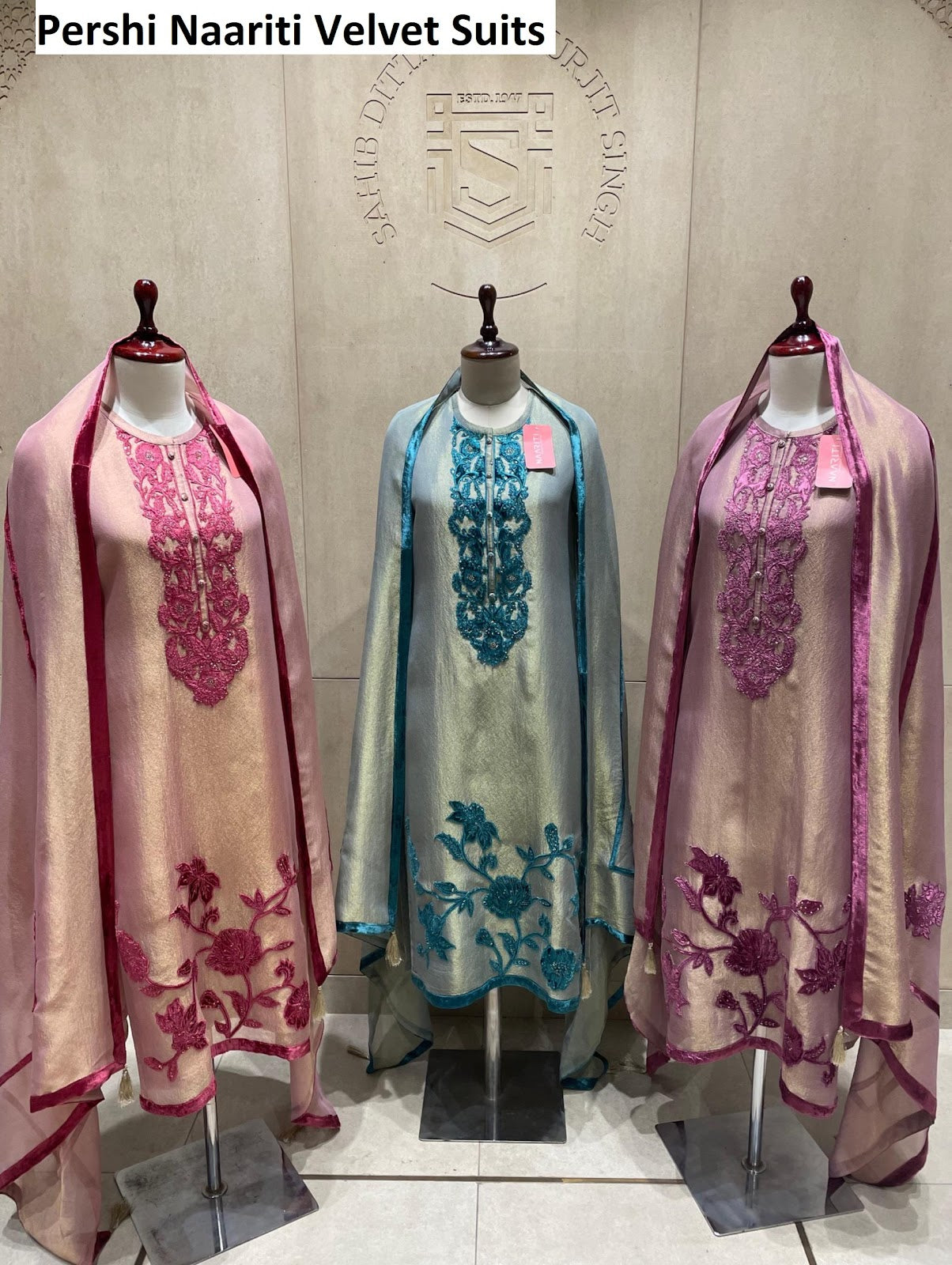 Pershi Naariti Organza Silk Velvet Suits Wholesale