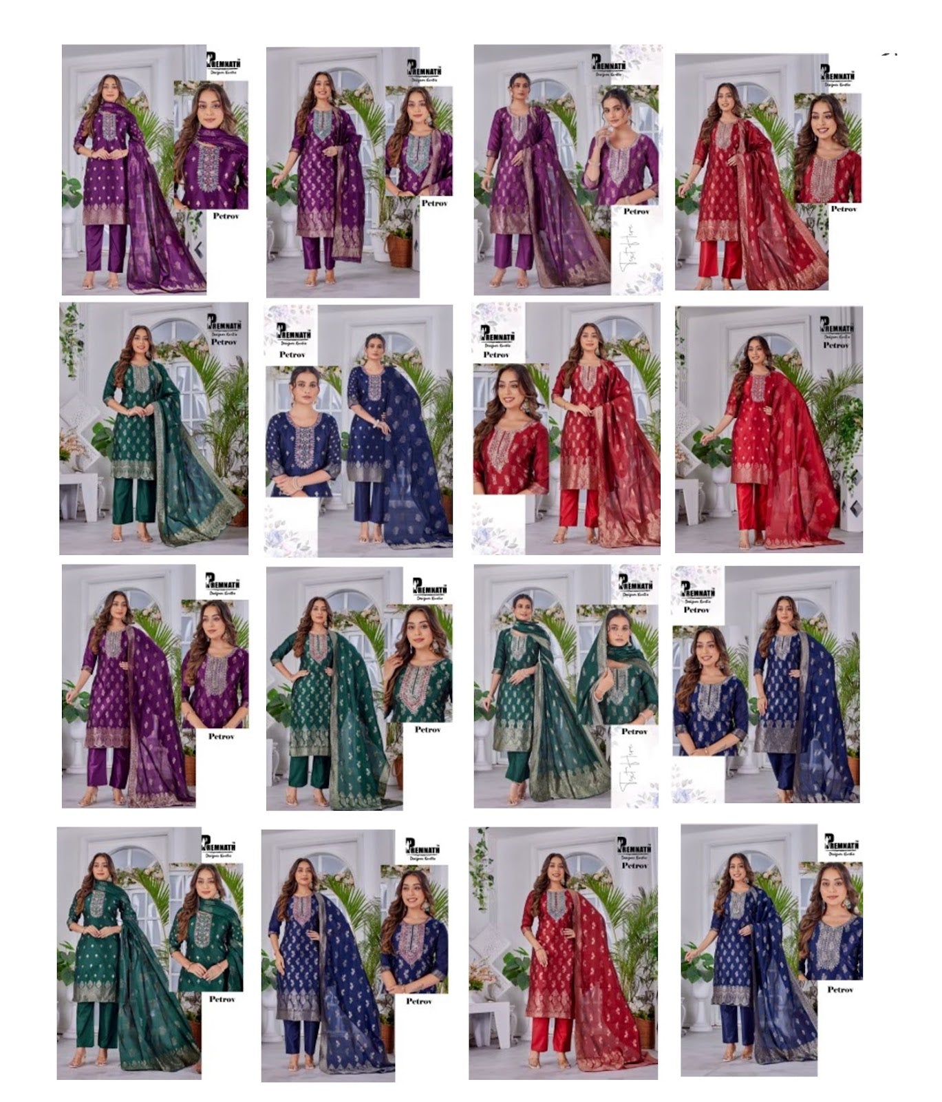 Petrov Premnath Jacquard Chanderi Readymade Pant Style Suits Exporter Ahmedabad