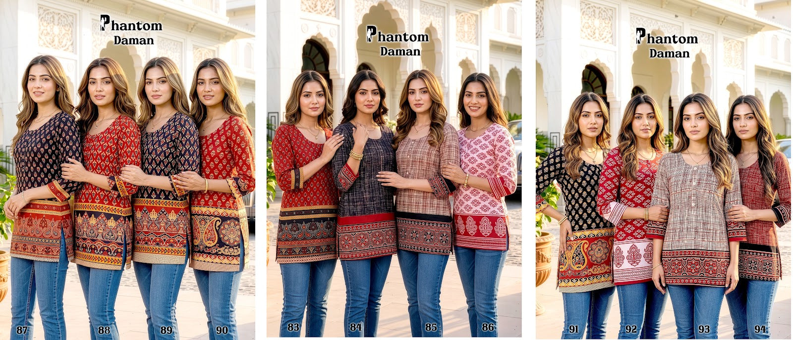 Phantom Daman 83-94 Prmnt Cotton Short Kurtis Manufacturer Ahmedabad