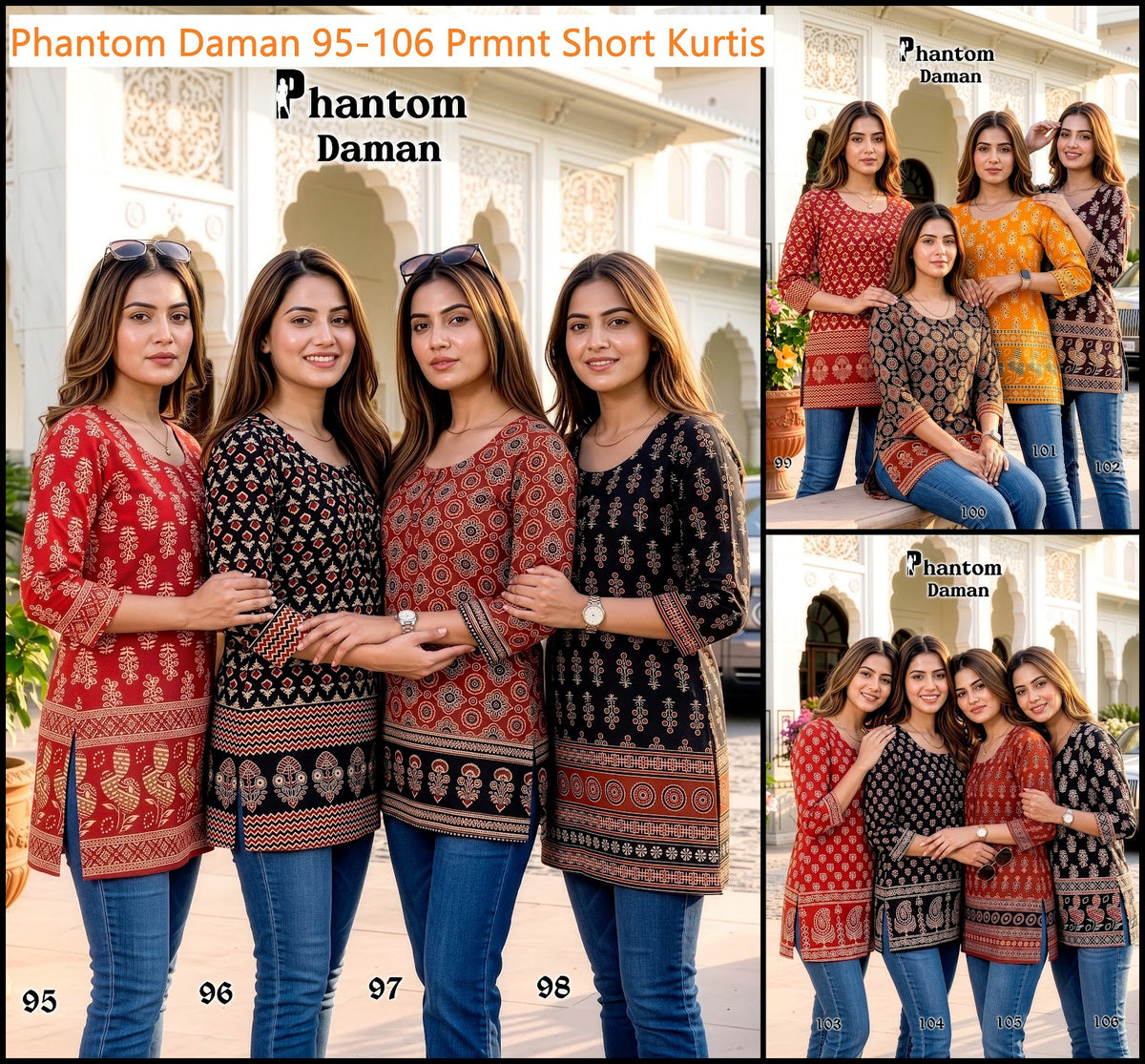 Phantom Daman 95-106 Prmnt Cotton Short Kurtis Manufacturer