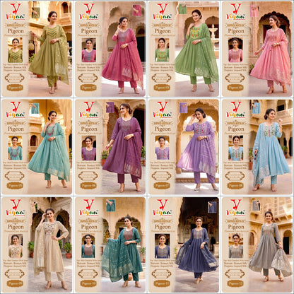 Pigeon Viyaa Chanderi Readymade Anarkali Suits Exporter India