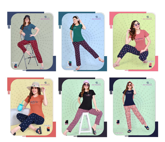 Plain-Print 1024 Kavyansika Cotton Pyjama Night Suits Exporter Ahmedabad