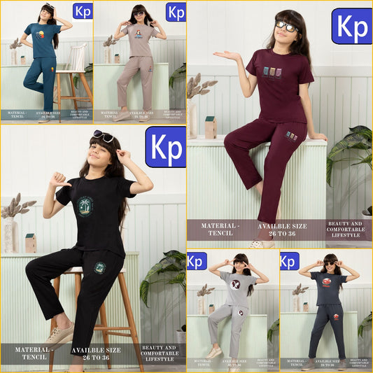 Plain 010626 Kp Tencil Girls Night Suits Supplier Ahmedabad