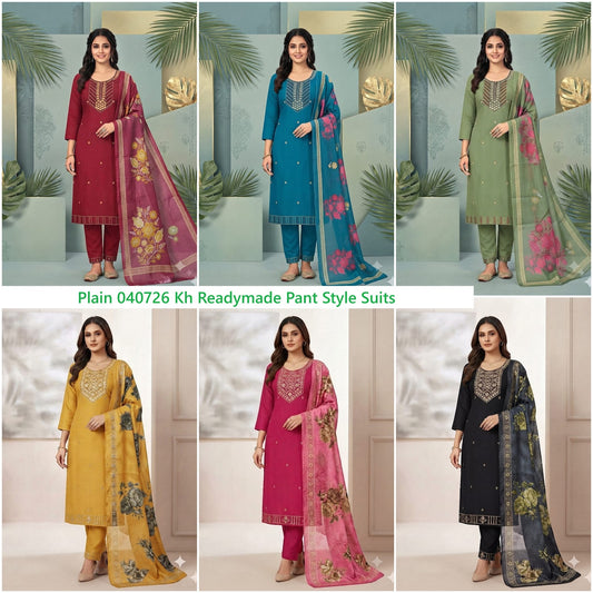 Plain 040726 Kh Roman Silk Readymade Pant Style Suits Exporter