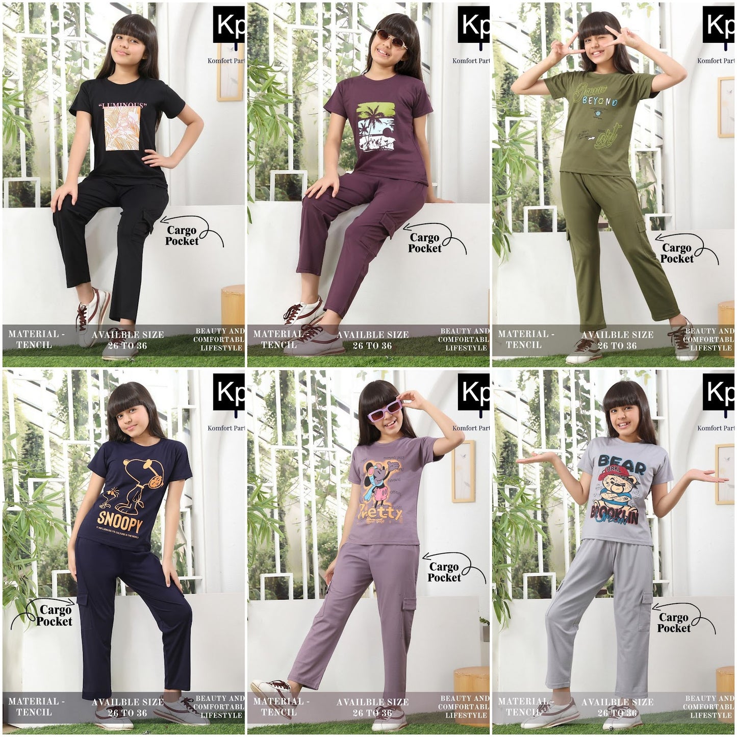 Plain 070326 Kp Tencil Girls Cargo Set Manufacturer