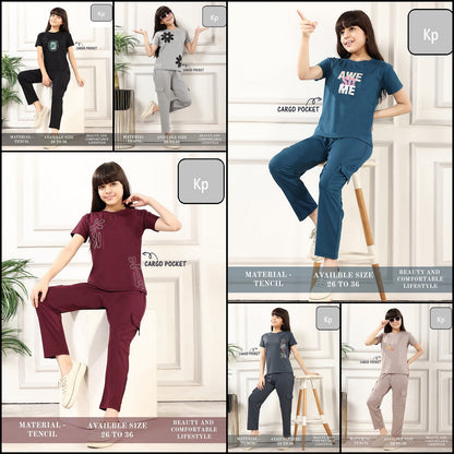 Plain 090626 Kp Tencil Girls Cargo Set Wholesale