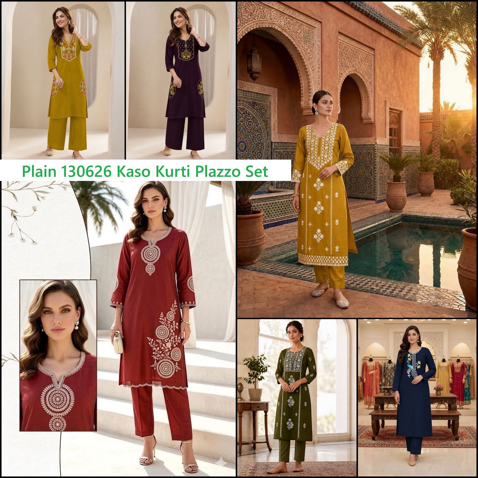 Plain 130626 Kaso Dhabu Cotton Kurti Plazzo Set Manufacturer Gujarat