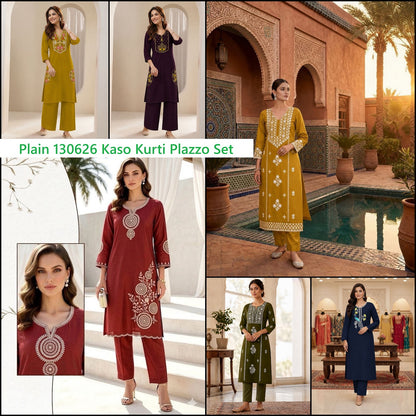 Plain 130626 Kaso Dhabu Cotton Kurti Plazzo Set Manufacturer Gujarat
