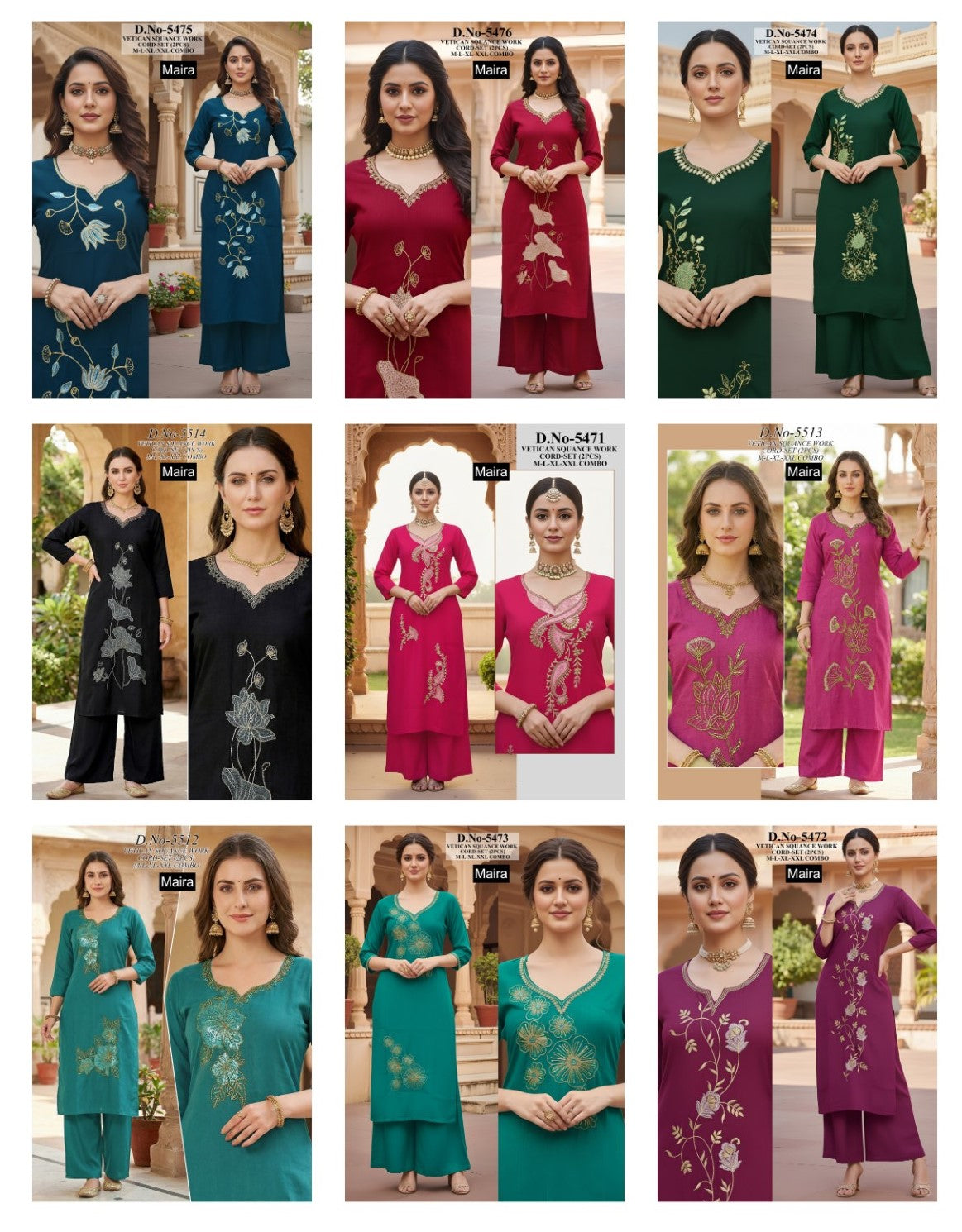 Plain 161225 Maira Vetican Silk Co Ord Set Wholesaler