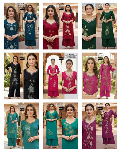 Plain 161225 Maira Vetican Silk Co Ord Set Wholesaler