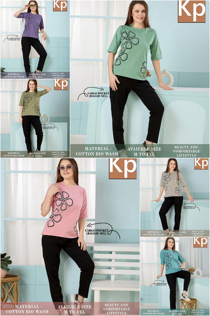 Plain 210426 Kp Cotton Biowashed Pyjama Night Suits Wholesale Price