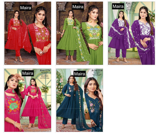 Plain 221225 Maira Chanderi Readymade Anarkali Suits Manufacturer