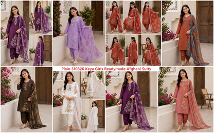 Plain 310826 Keya Roman Girls Readymade Afghani Suits Exporter