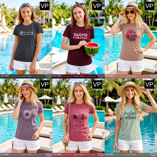 Plain Basic Dno 5002 Vp Cotton Biowashed Women Tshirt Manufacturer