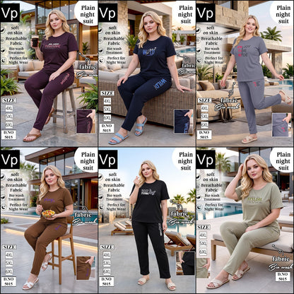 Plain Plus Size 5015 Vp Biowash Pyjama Night Suits Supplier