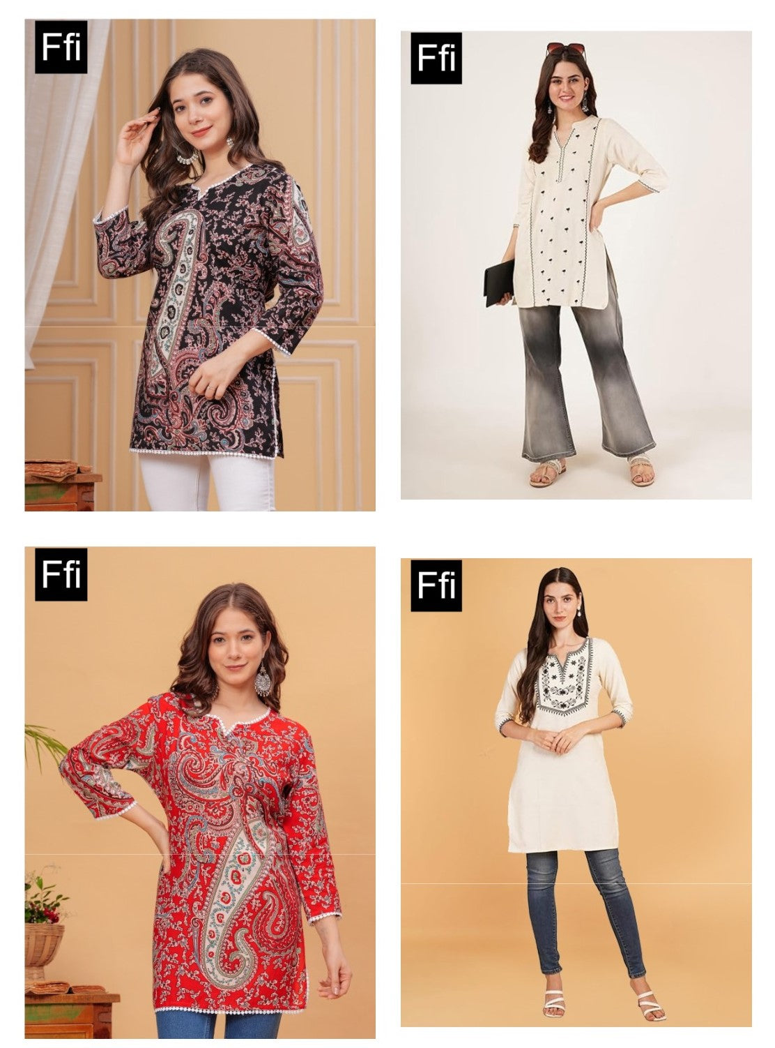 Plain Print Ffi Cotton Kurtis Exporter