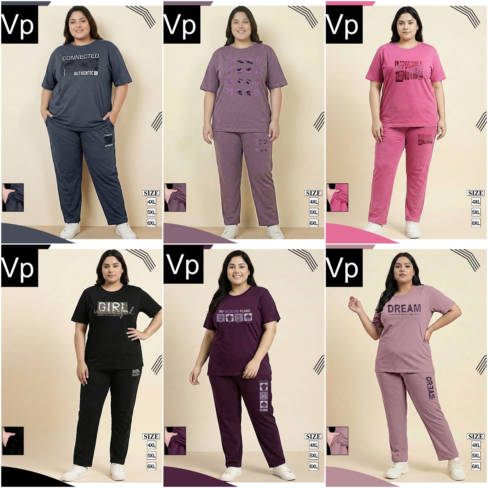 Plus Jumbo Size Vp Tencil Pyjama Night Suits Exporter India