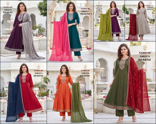 Plus Size 1707 Kamna4U Roman Readymade Anarkali Suits Manufacturer Ahmedabad