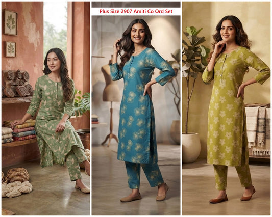 Plus Size 2907 Amiti Cotton Rayon Co Ord Set Wholesale Price