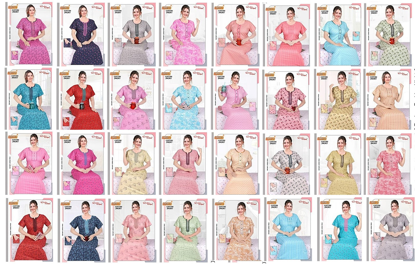 Pocket-0407 Ruchee Fashion Cotton Night Gowns Wholesale Price