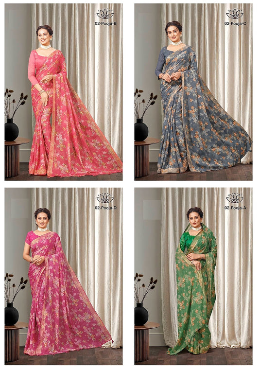 Pooja 2 Kalpveli Georgette Sarees Supplier Ahmedabad