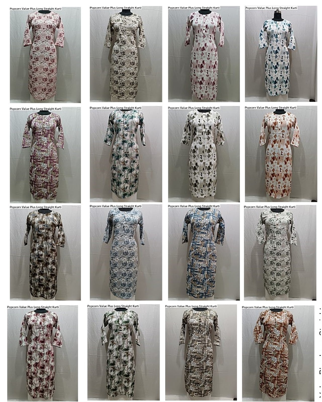 Popcorn Value Plus Long Straight Kurti Wholesale