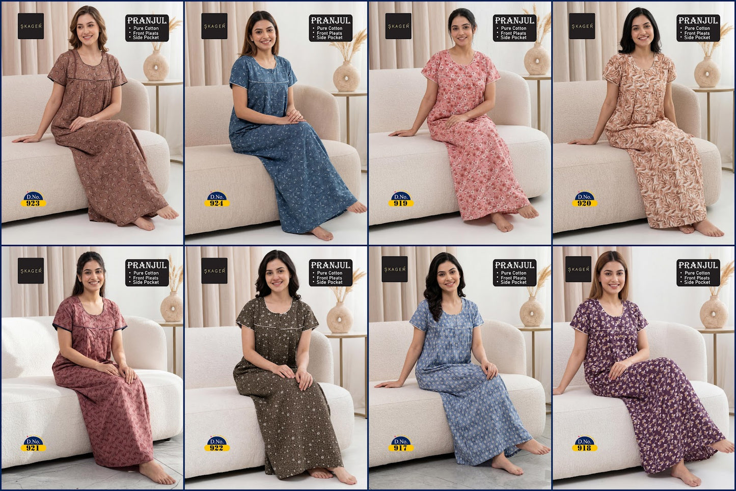 Pranjul 917-924 Skager Cotton Night Gowns Supplier