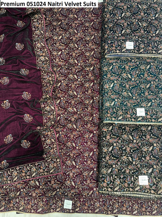 Premium 051024 Naitri Velvet Suits Wholesaler Ahmedabad