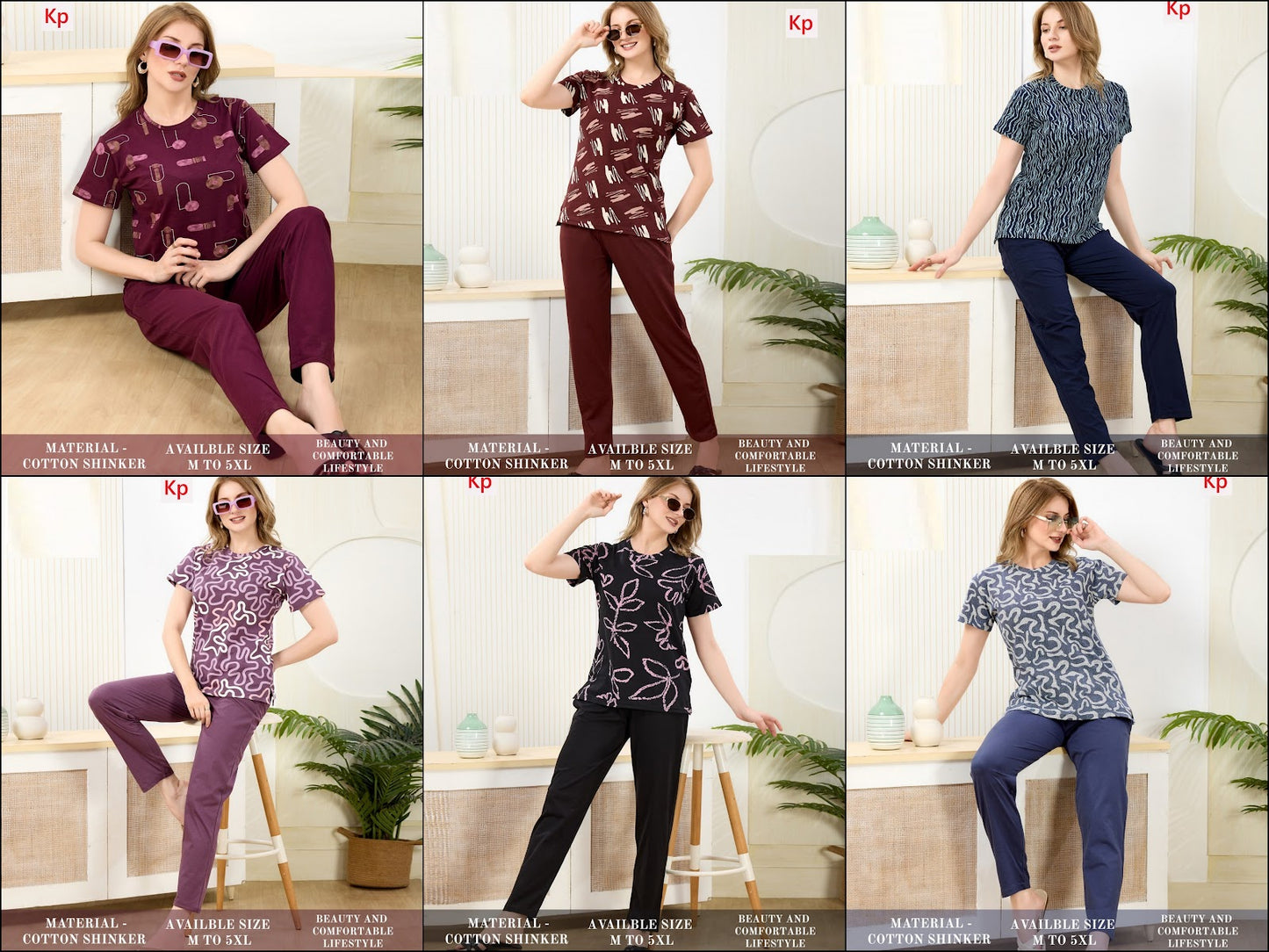 Print -Plain 140726 Kp Cotton Pyjama Night Suits Manufacturer Ahmedabad