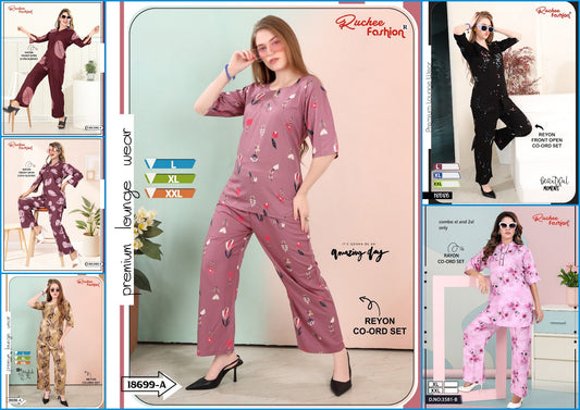 Print 0205 Ruchee Fashion Rayon Co Ord Set Wholesaler Ahmedabad