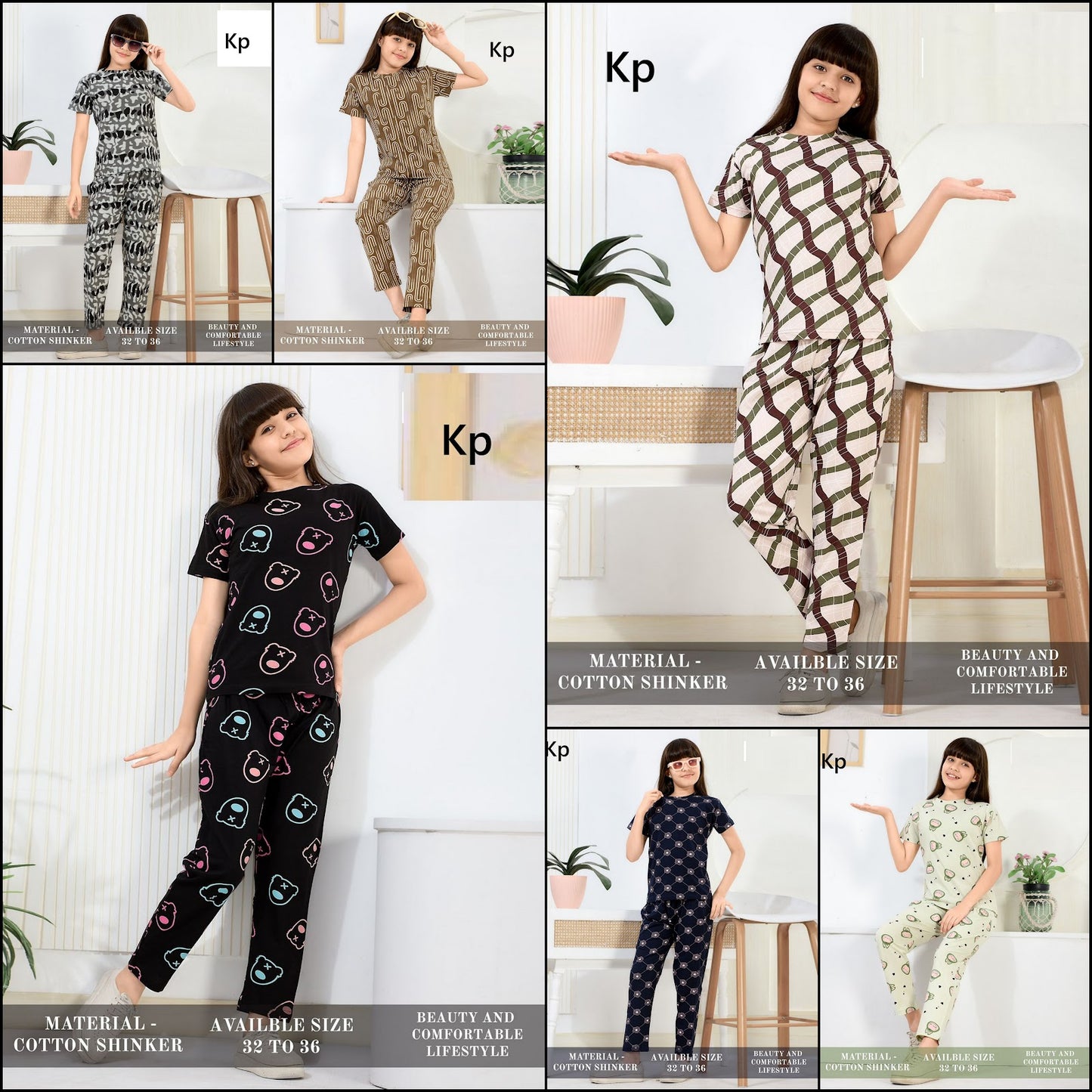 Print 030626 Kp Cotton Girls Night Suits Supplier India