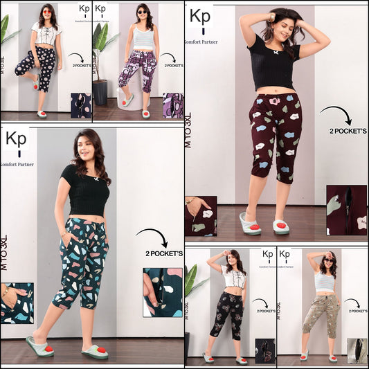 Print 0602 Kp Cotton Womens Capri Wholesaler India