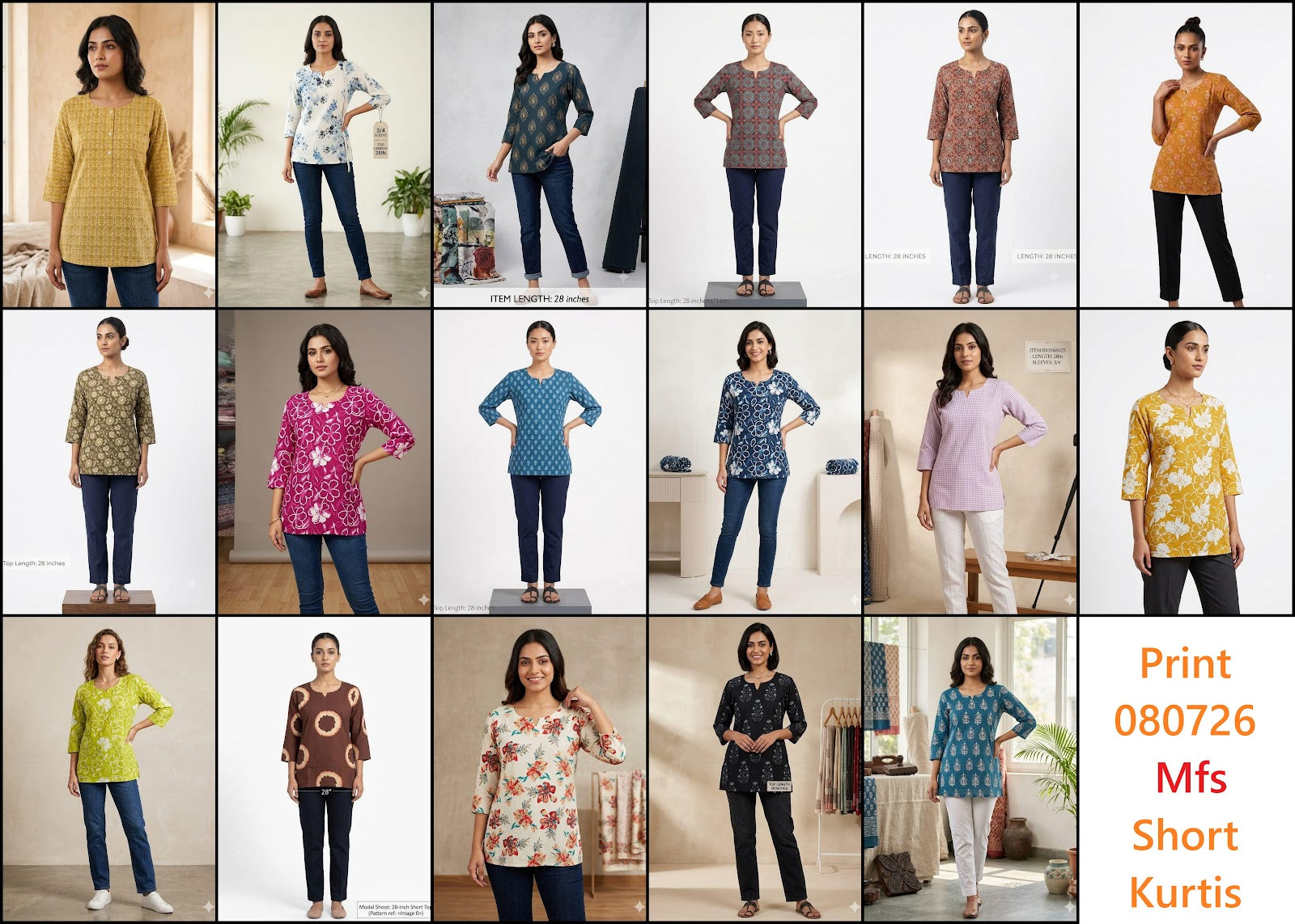 Print 080726 Mfs Cotton Short Kurtis Wholesaler