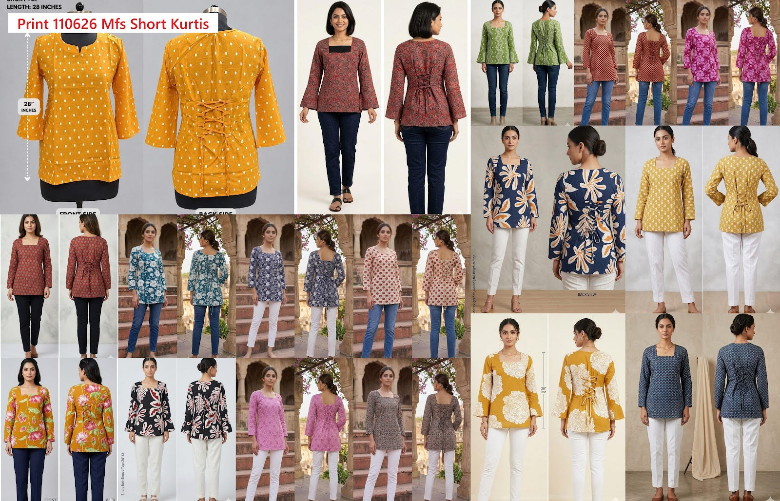 Print 110626 Mfs Cotton Short Kurtis Manufacturer India