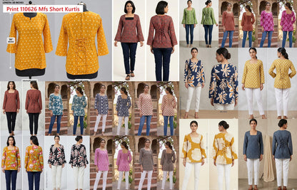 Print 110626 Mfs Cotton Short Kurtis Manufacturer India