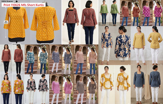 Print 110626 Mfs Cotton Short Kurtis Manufacturer India