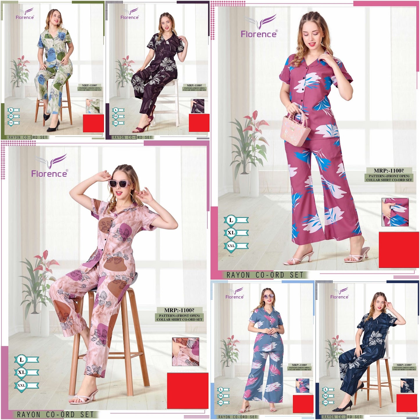Print 2204 Florence Rayon Co Ord Set Supplier India