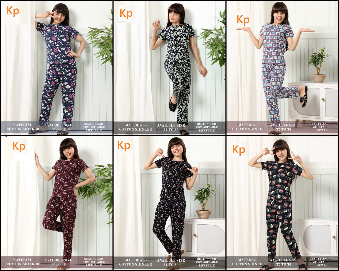 Print To Print 270626 Kp Cotton Girls Night Suits Supplier Ahmedabad