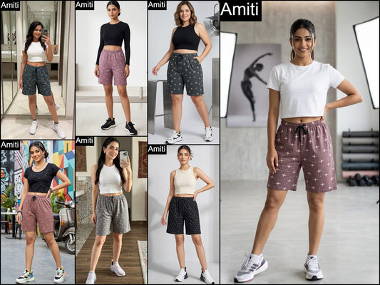 Printed 1306 Amiti Cotton Women Shorts Manufacturer India