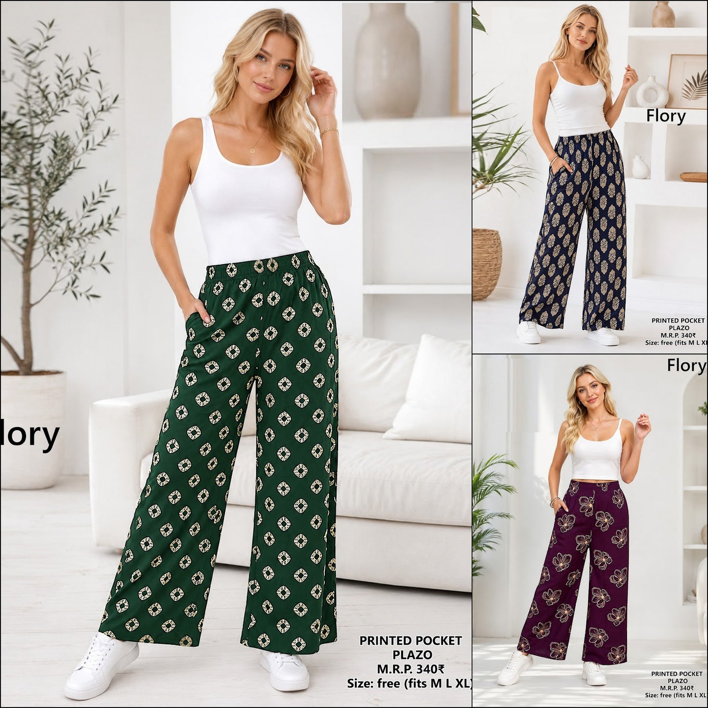 Printed Pocket 060826 Flory Fancy Branded Palazzo Exporter Gujarat