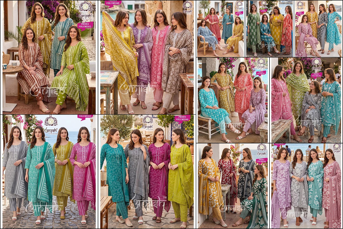 Prisha Anjish Cotton Readymade Pant Style Suits Wholesale Price
