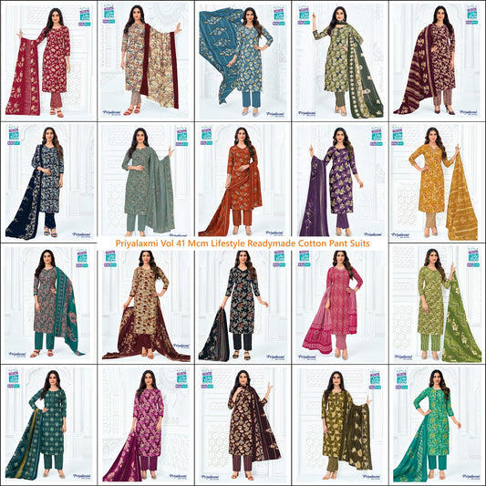 Priyalaxmi Vol 41 Mcm Lifestyle Readymade Cotton Pant Suits Manufacturer Gujarat