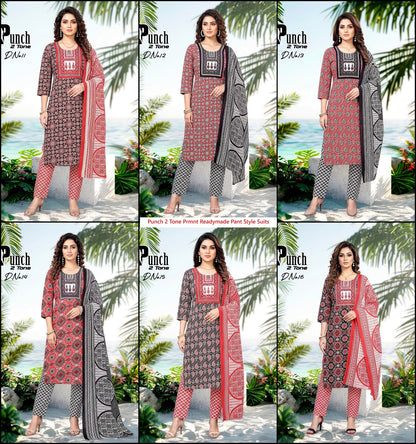 Punch 2 Tone Prmnt Cotton Readymade Pant Style Suits Wholesaler Gujarat