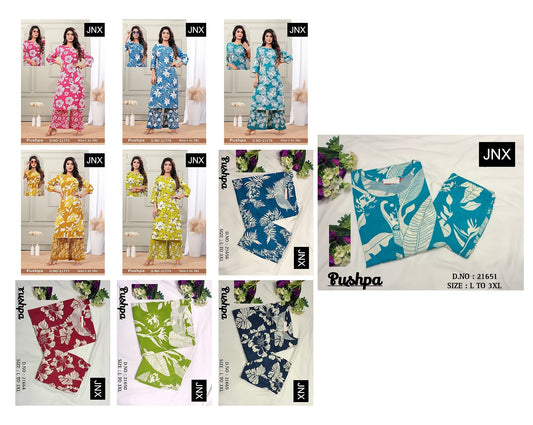 Pushpa Jnx Rayon Kurti Plazzo Set Manufacturer