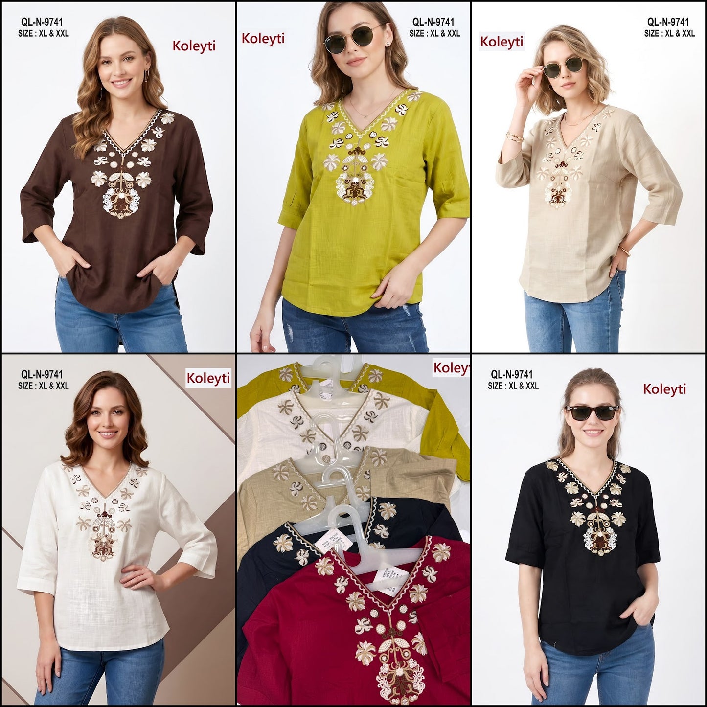 Ql N 9741 Neck Work Koleyti Fancy Tops Supplier